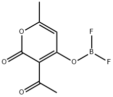 3-Acetyl-6-methyl-2-oxo-2H-pyran-4-yl difluoridoborate Struktur