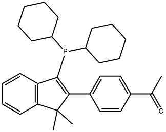 1-[4-[3-(dicyclohexylphosphino)-1,1-dimethyl-1H-inden-2-yl]phenyl]Ethanone Structure