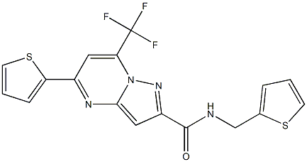 5-thiophen-2-yl-N-(thiophen-2-ylmethyl)-7-(trifluoromethyl)pyrazolo[1,5-a]pyrimidine-2-carboxamide Struktur