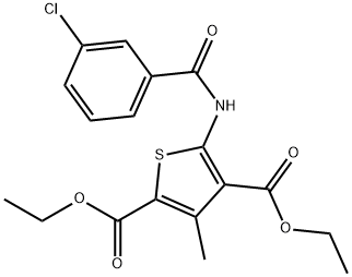 diethyl 5-(3-chlorobenzamido)-3-methylthiophene-2,4-dicarboxylate Struktur