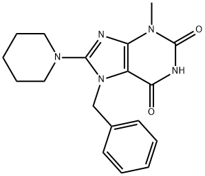 7-benzyl-3-methyl-8-(piperidin-1-yl)-3,7-dihydro-1H-purine-2,6-dione Struktur