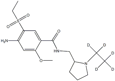 4-amino-5-ethylsulfonyl-2-methoxy-N-[[1-(1,1,2,2,2-pentadeuterioethyl)pyrrolidin-2-yl]methyl]benzamide Struktur