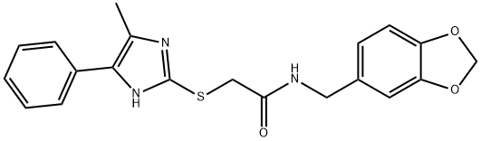 N-(1,3-benzodioxol-5-ylmethyl)-2-[(4-methyl-5-phenyl-1H-imidazol-2-yl)sulfanyl]acetamide Struktur