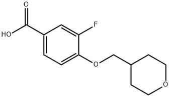 3-Fluoro-4-(oxan-4-ylmethoxy)benzoic acid Struktur