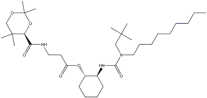 b-Alanine,N-[[(4R)-2,2,5,5-tetramethyl-1,3-dioxan-4-yl]carbonyl]-,(1S,2S)-2-[[[(2,2-dimethylpropyl)nonylamino]carbonyl]amino]cyclohexyl ester Struktur