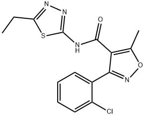 3-(2-chlorophenyl)-N-(5-ethyl-1,3,4-thiadiazol-2-yl)-5-methylisoxazole-4-carboxamide Struktur