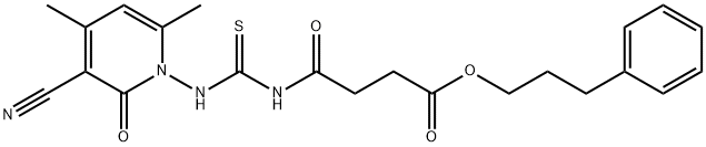 3-phenylpropyl 4-[(3-cyano-4,6-dimethyl-2-oxopyridin-1-yl)carbamothioylamino]-4-oxobutanoate Structure