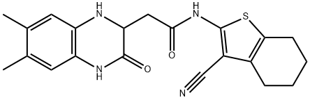 N-(3-cyano-4,5,6,7-tetrahydrobenzo[b]thiophen-2-yl)-2-(6,7-dimethyl-3-oxo-1,2,3,4-tetrahydroquinoxalin-2-yl)acetamide Struktur