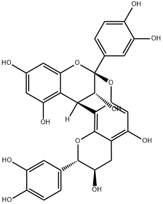 8,14-Methano-2H,14H-1-benzopyrano[7,8-d][1,3]benzodioxocin-3,5,11,13,15-pentol,2,8-bis(3,4-dihydroxyphenyl)-3,4-dihydro-, (2S,3R,8S,14R,15R)- Struktur