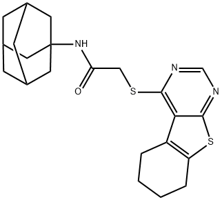 N-((3s,5s,7s)-adamantan-1-yl)-2-((5,6,7,8-tetrahydrobenzo[4,5]thieno[2,3-d]pyrimidin-4-yl)thio)acetamide Structure