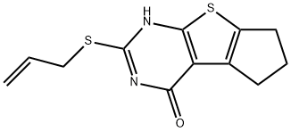 2-(allylthio)-3,5,6,7-tetrahydro-4H-cyclopenta[4,5]thieno[2,3-d]pyrimidin-4-one Struktur