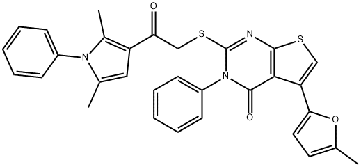 2-((2-(2,5-dimethyl-1-phenyl-1H-pyrrol-3-yl)-2-oxoethyl)thio)-5-(5-methylfuran-2-yl)-3-phenylthieno[2,3-d]pyrimidin-4(3H)-one|