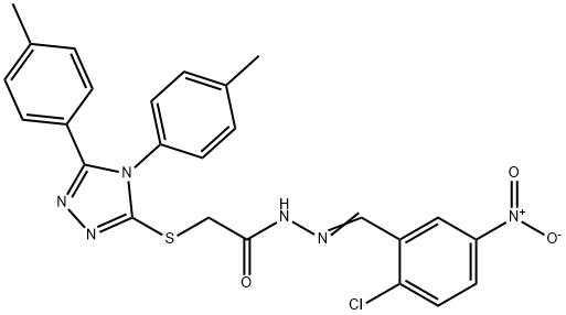 2-[[4,5-bis(4-methylphenyl)-1,2,4-triazol-3-yl]sulfanyl]-N-[(E)-(2-chloro-5-nitrophenyl)methylideneamino]acetamide Struktur