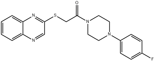 1-(4-(4-fluorophenyl)piperazin-1-yl)-2-(quinoxalin-2-ylthio)ethan-1-one Struktur