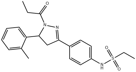 N-(4-(1-propionyl-5-(o-tolyl)-4,5-dihydro-1H-pyrazol-3-yl)phenyl)ethanesulfonamide Structure