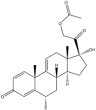 Pregna-1,4,9(11)-triene-3,20-dione,21-(acetyloxy)-17-hydroxy-6-methyl-, (6a)- Struktur