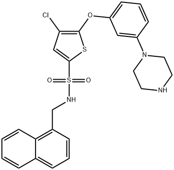 4-Chloro-N-(naphthalen-1-ylmethyl)-5-(3-(piperazin-1-yl)phenoxy)thiophene-2-sulfonamide, 1261576-81-1, 結(jié)構(gòu)式