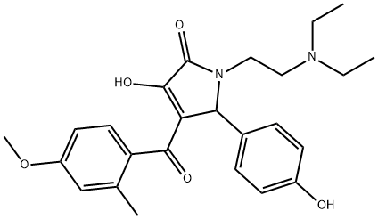 1-(2-(diethylamino)ethyl)-3-hydroxy-5-(4-hydroxyphenyl)-4-(4-methoxy-2-methylbenzoyl)-1H-pyrrol-2(5H)-one Struktur
