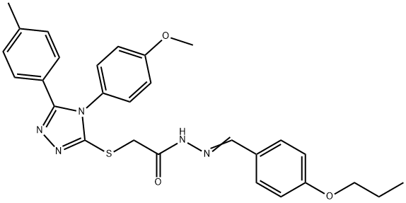 2-{[4-(4-methoxyphenyl)-5-(4-methylphenyl)-4H-1,2,4-triazol-3-yl]sulfanyl}-N'-[(Z)-(4-propoxyphenyl)methylidene]acetohydrazide Struktur