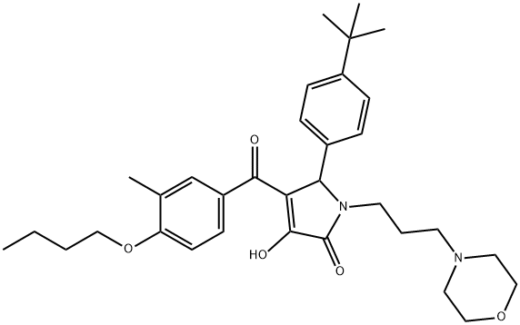 4-(4-butoxy-3-methylbenzoyl)-5-(4-(tert-butyl)phenyl)-3-hydroxy-1-(3-morpholinopropyl)-1H-pyrrol-2(5H)-one Struktur