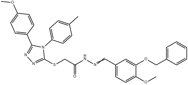 N'-{(E)-[3-(benzyloxy)-4-methoxyphenyl]methylidene}-2-{[5-(4-methoxyphenyl)-4-(4-methylphenyl)-4H-1,2,4-triazol-3-yl]sulfanyl}acetohydrazide Struktur