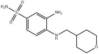 3-amino-4-[[(tetrahydro-2H-pyran-4-yl)methyl]amino]benzenesulfonamide Struktur
