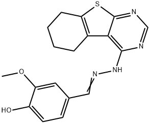 2-Methoxy-4-[(5,6,7,8-tetrahydro-benzo[4,5]thieno[2,3-d]pyrimidin-4-yl)-hydrazonomethyl]-phenol Struktur