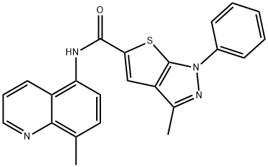 3-methyl-N-(8-methylquinolin-5-yl)-1-phenyl-1H-thieno[2,3-c]pyrazole-5-carboxamide Struktur