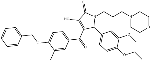 4-(4-(benzyloxy)-3-methylbenzoyl)-5-(4-ethoxy-3-methoxyphenyl)-3-hydroxy-1-(3-morpholinopropyl)-1H-pyrrol-2(5H)-one Struktur