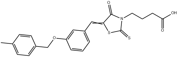 (Z)-4-(5-(3-((4-methylbenzyl)oxy)benzylidene)-4-oxo-2-thioxothiazolidin-3-yl)butanoic acid Struktur
