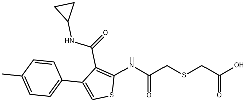 2-((2-((3-(cyclopropylcarbamoyl)-4-(p-tolyl)thiophen-2-yl)amino)-2-oxoethyl)thio)acetic acid|