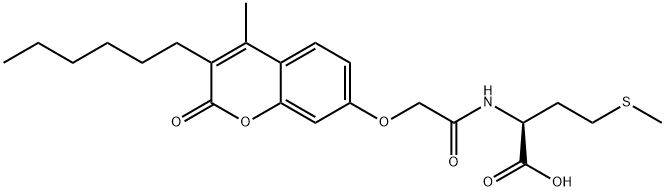 (S)-2-(2-((3-hexyl-4-methyl-2-oxo-2H-chromen-7-yl)oxy)acetamido)-4-(methylthio)butanoic acid Struktur