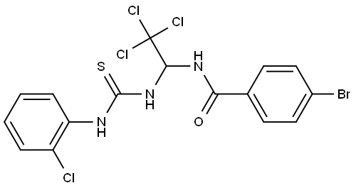 4-BROMO-N-(2,2,2-TRICHLORO-1-(3-(2-CHLORO-PHENYL)-THIOUREIDO)-ETHYL)-BENZAMIDE Struktur