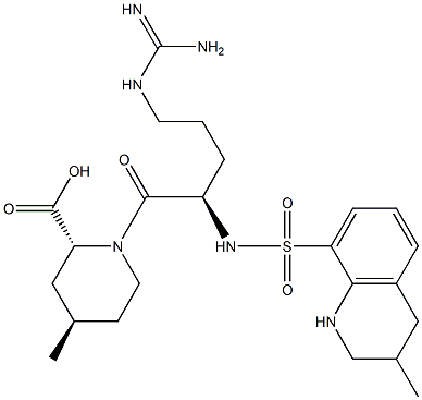 (2R,4R)-4-methyl-1-(((3-methyl-1,2,3,4-tetrahydroquinolin-8-yl)sulfonyl)-D-arginyl)piperidine-2-carboxylic acid Struktur