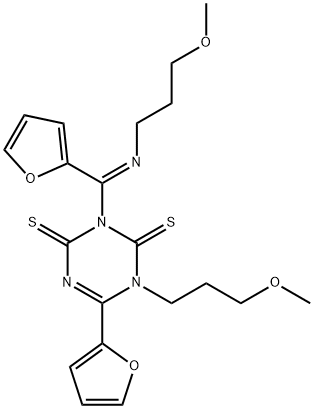 6-(2-furyl)-3-{2-furyl[(3-methoxypropyl)imino]methyl}-1-(3-methoxypropyl)-1,3,5-triazine-2,4(1H,3H)-dithione Structure