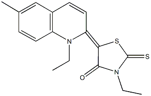 3-ethyl-5-(1-ethyl-6-methyl-2(1H)-quinolinylidene)-2-thioxo-1,3-thiazolidin-4-one Structure
