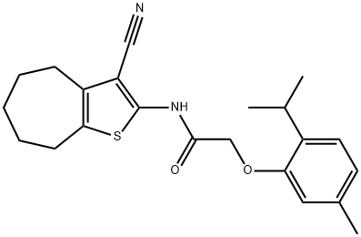 N-(3-cyano-5,6,7,8-tetrahydro-4H-cyclohepta[b]thiophen-2-yl)-2-(2-isopropyl-5-methylphenoxy)acetamide Structure