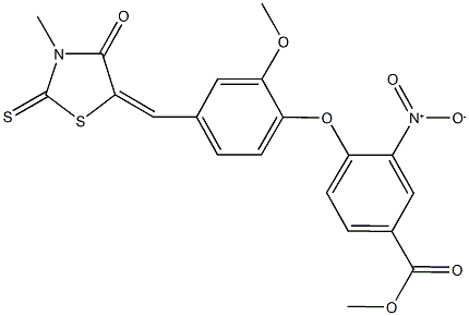 methyl 3-nitro-4-{2-methoxy-4-[(3-methyl-4-oxo-2-thioxo-1,3-thiazolidin-5-ylidene)methyl]phenoxy}benzoate Struktur
