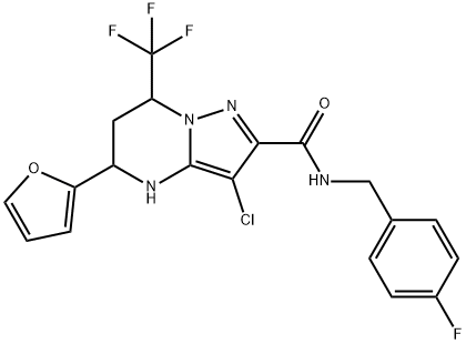 3-chloro-N-(4-fluorobenzyl)-5-(2-furyl)-7-(trifluoromethyl)-4,5,6,7-tetrahydropyrazolo[1,5-a]pyrimidine-2-carboxamide Structure