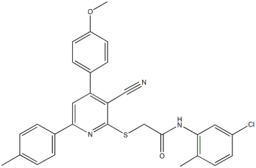 N-(5-chloro-2-methylphenyl)-2-{[3-cyano-4-(4-methoxyphenyl)-6-(4-methylphenyl)-2-pyridinyl]sulfanyl}acetamide Structure
