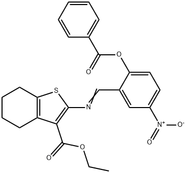 ethyl 2-({2-(benzoyloxy)-5-nitrobenzylidene}amino)-4,5,6,7-tetrahydro-1-benzothiophene-3-carboxylate Structure