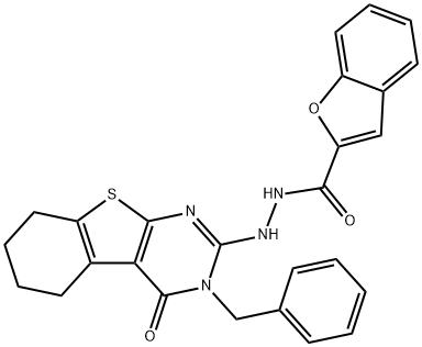 N'-(3-benzyl-4-oxo-3,4,5,6,7,8-hexahydro[1]benzothieno[2,3-d]pyrimidin-2-yl)-1-benzofuran-2-carbohydrazide Struktur