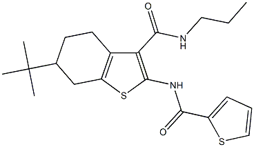 6-tert-butyl-N-propyl-2-[(2-thienylcarbonyl)amino]-4,5,6,7-tetrahydro-1-benzothiophene-3-carboxamide Struktur