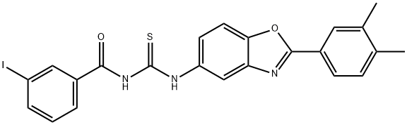 N-[2-(3,4-dimethylphenyl)-1,3-benzoxazol-5-yl]-N'-(3-iodobenzoyl)thiourea Structure