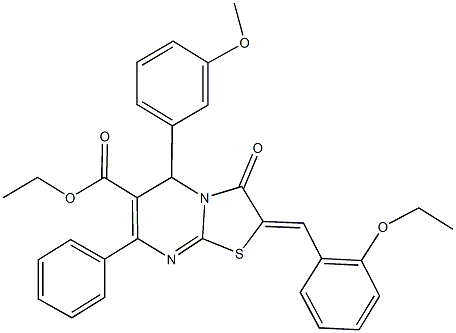 ethyl 2-(2-ethoxybenzylidene)-5-(3-methoxyphenyl)-3-oxo-7-phenyl-2,3-dihydro-5H-[1,3]thiazolo[3,2-a]pyrimidine-6-carboxylate Structure