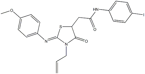 2-{3-allyl-2-[(4-methoxyphenyl)imino]-4-oxo-1,3-thiazolidin-5-yl}-N-(4-iodophenyl)acetamide Struktur
