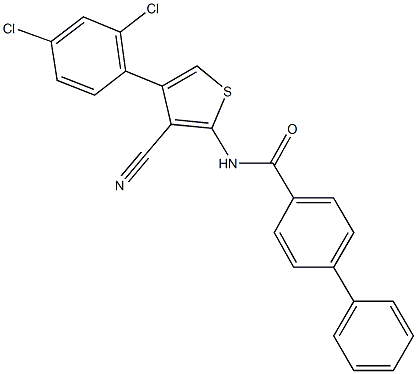 N-[3-cyano-4-(2,4-dichlorophenyl)-2-thienyl][1,1'-biphenyl]-4-carboxamide Struktur