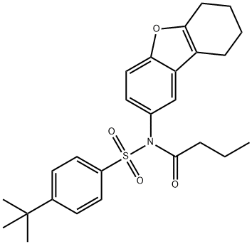 4-tert-butyl-N-butyryl-N-(6,7,8,9-tetrahydrodibenzo[b,d]furan-2-yl)benzenesulfonamide Struktur