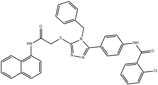 N-[4-(4-benzyl-5-{[2-(1-naphthylamino)-2-oxoethyl]sulfanyl}-4H-1,2,4-triazol-3-yl)phenyl]-2-chlorobenzamide Struktur