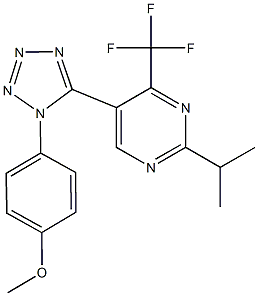 4-{5-[2-isopropyl-4-(trifluoromethyl)-5-pyrimidinyl]-1H-tetraazol-1-yl}phenyl methyl ether Struktur